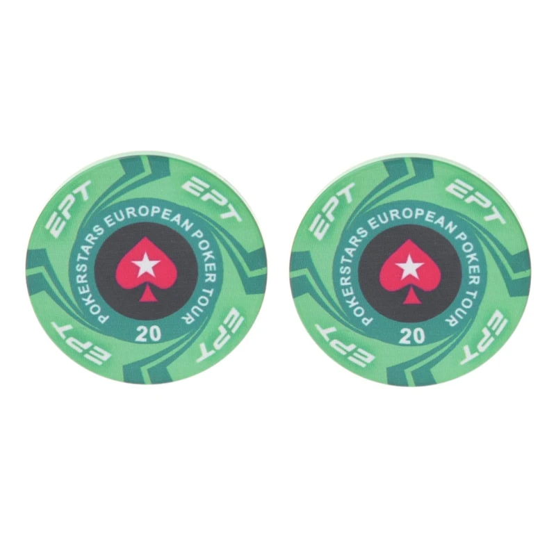 OOTDTY 2 шт EPT керамические покерные фишки европейские Pokers Тур Texas Hold'em монеты казино 4 см фишки для покера - Цвет: 20