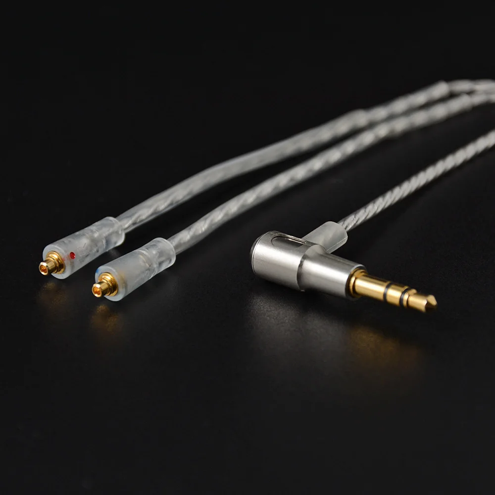 NICEHCK 3,5 мм MMCX кабель высокого качества L гнущийся штекер покрытый Серебристые наушники для обновления использования для SE535 SE846 DT600 DT500 ушной крючок