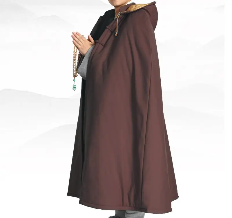

UNISEX 3color gray/brown/yellow Winter warm cotton meditation cloak lay nun cape buddhism shaolin monks kung fu suits
