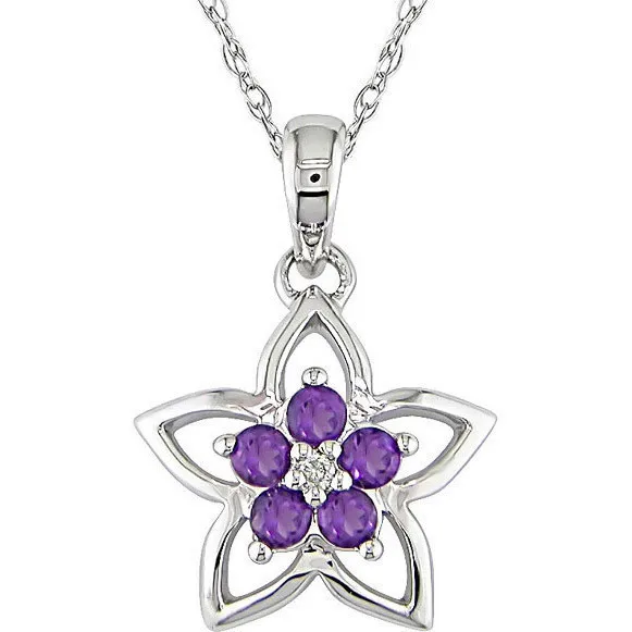 

Natural Amethyst Pendant 925 Sterling Silver Necklace Woman Fashion Fine Star Jewelry Purple Crystal Birthstone Gift SP0539A