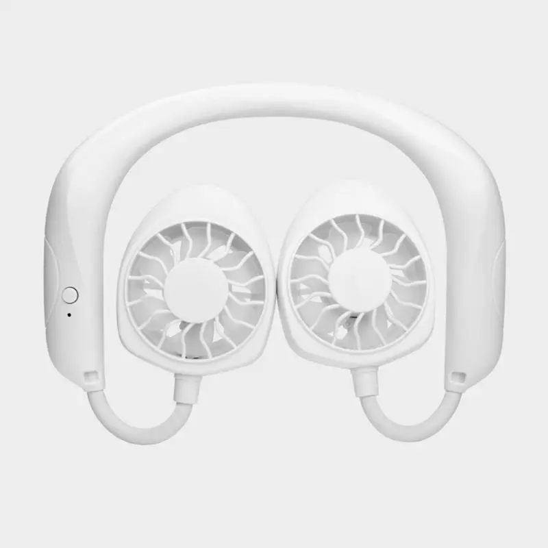 

Mini Portable USB Rechargeable Hand Free Neckband Style Dual Cooling Lazy Fan for Student Home School Office Use Supplies