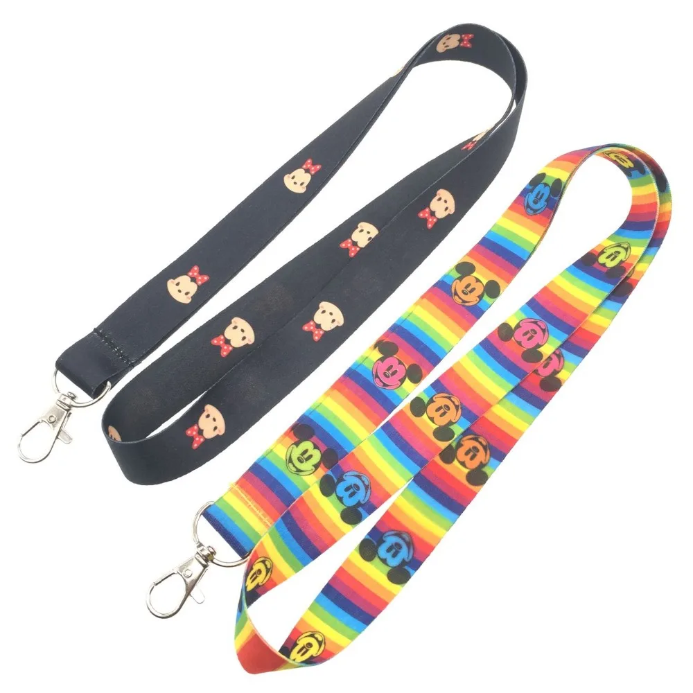 10Pcs mix anime mickey cartoon Neck Straps Lanyards key ID CardKey