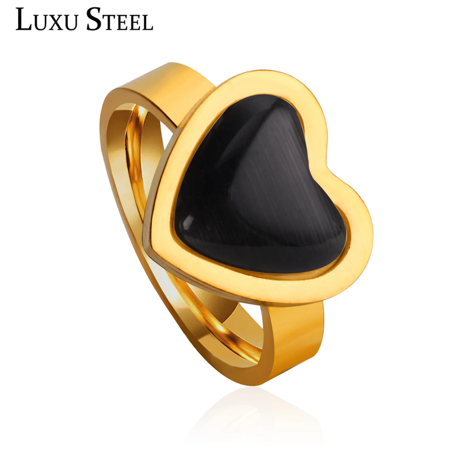 Женские кольца с опалом в форме сердца LUXUSTEEL брендовые обручальные из