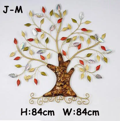 Современные кованые 3D дерево богатства настенные подвесные украшения для дома Наклейка на стену для гостиной украшение для отеля крыльца Настенная роспись ремесла - Цвет: J--M