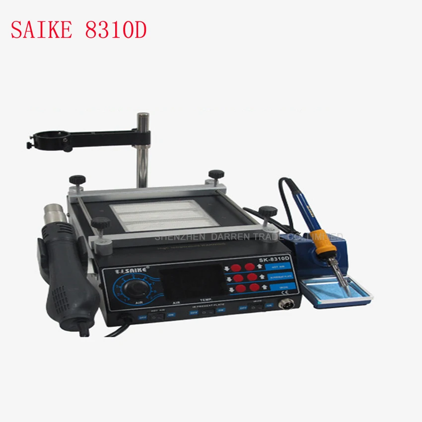 Rework Station 220v or 110v soldering station hot air station+soldering iron+Preheat station 3 in 1 SAIKE 8310D