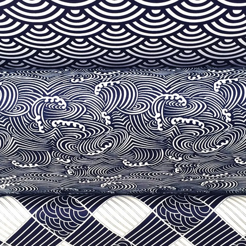 Тёмно синяя хлопковая твиловая ткань в японском стиле для рукоделия|decor cloth|cotton