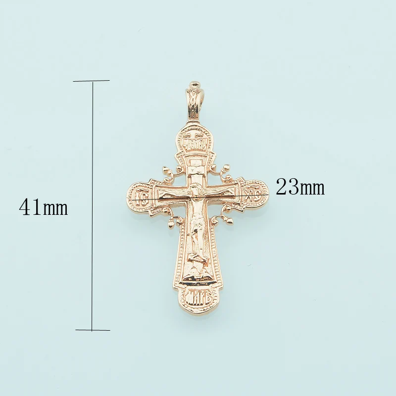 FJ трендовые женские мужские 585 розовое золото цвет крест кулон христианские ювелирные изделия+ опционально ожерелье цепи