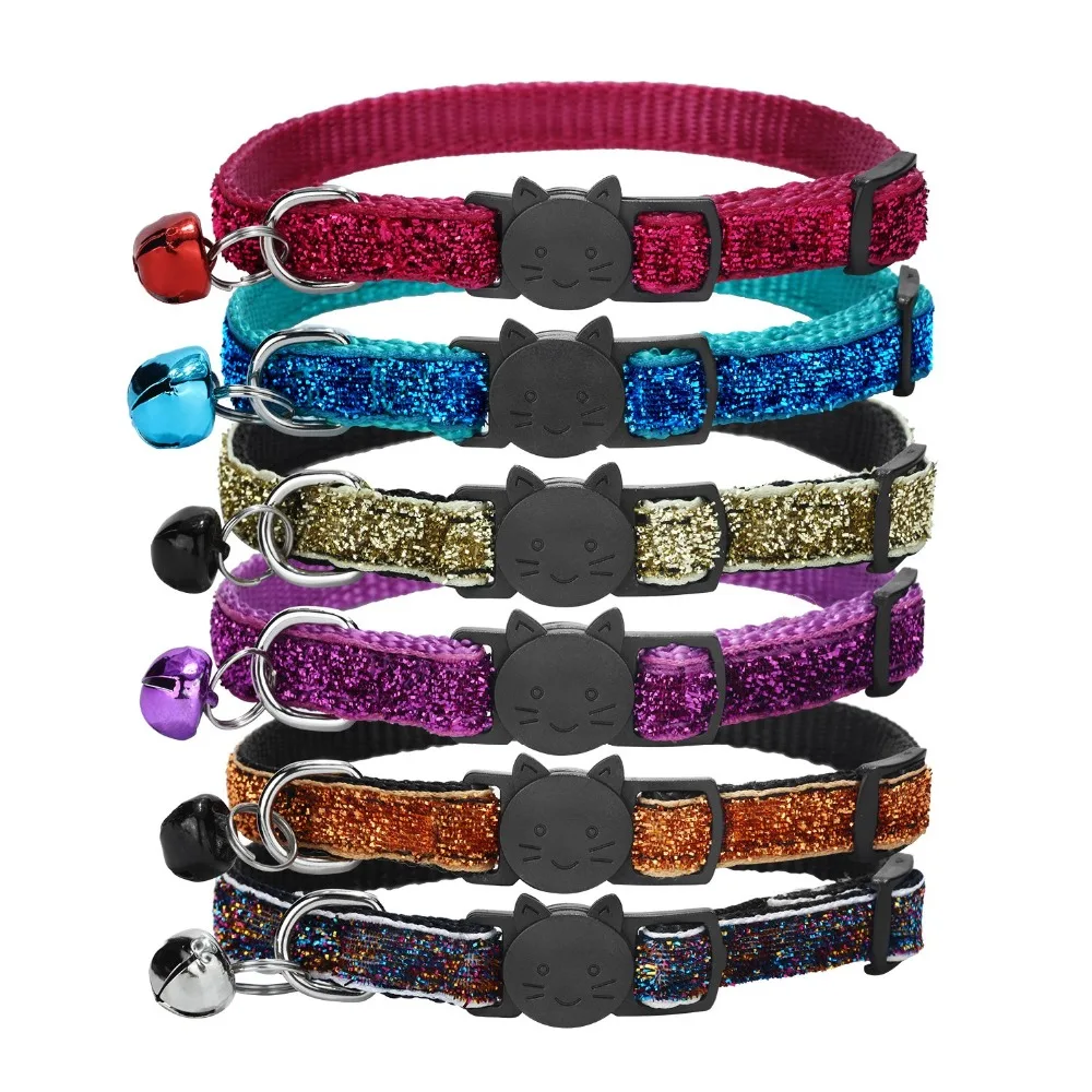 

Cat Collar Personalized, Custom Cat ID Tags Collars with Breakaway Safety Release Buckle - Adjustable Bling Collar with Bells