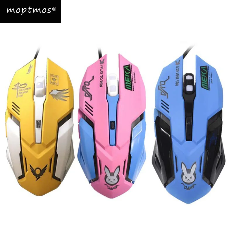 Skup OW D. VA mysz do gier z podświetleniem optyczna mysz ergonomiczna USB przewodowa z 2400 DPI 6 przyciski 4 strzelanie dla komputer stancjonarny na laptopa