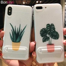 

BONVAN Ultra Slim Stand Case For iPhone x 7 8 plus Hollow Heat Dissipation Case For iPhone 6 6s 7 Soft Silicone Kickstand Cover