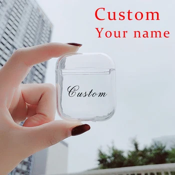 

Custom name Clear Transparent Soft Silicone For Airpods2 1 Case Custom Logo Image Name Case Cover For air pods Protect Cover