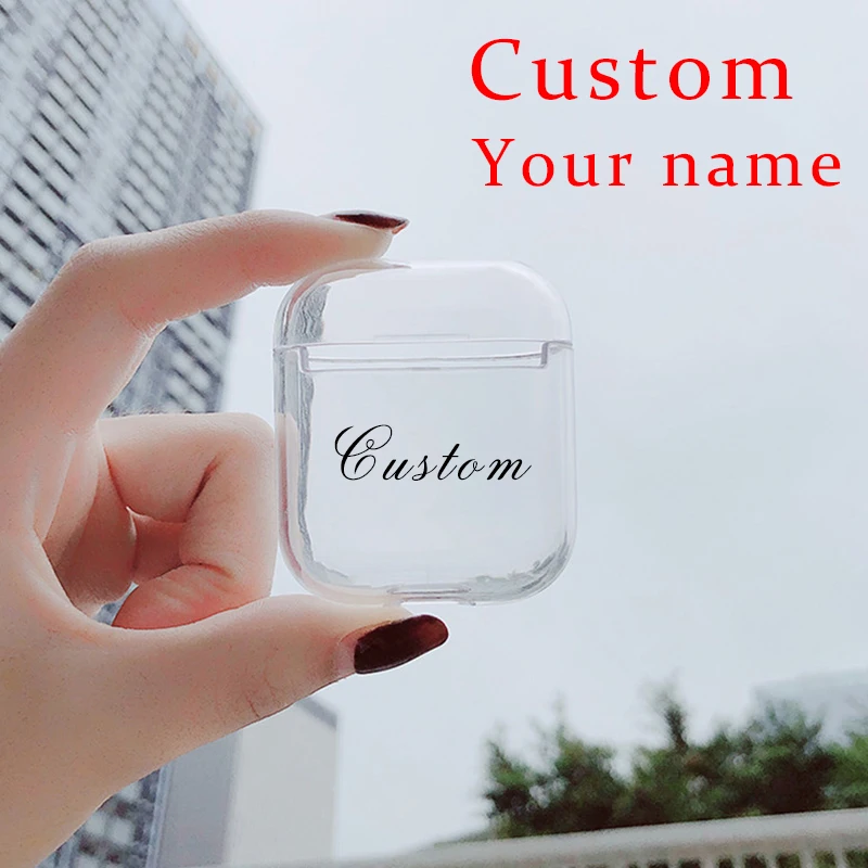 Custom name Transparent Hard Plastic Case For Air Pods Case for Bluetooth Wireless Airpod Cover DIY Customized Photo Letters New