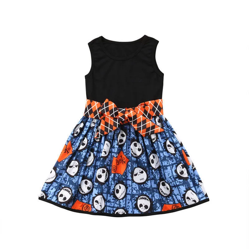 

Halloween Girls Dress 2018 Cute Children Ghost Punpkim Cotton Dresses Vestidos Christmas Costume Kids Dress for Girls D0977