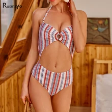 Женский купальник с высокой талией бандо Mayokini купальный костюм