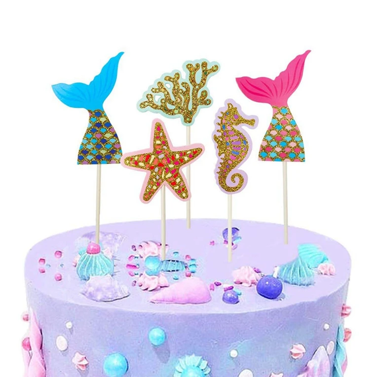 Русалки аксессуары для вечеринки, дня рождения торт Топпер для маленьких мальчиков девочки; Дети сувениры Русалка Вечерние тема поставок