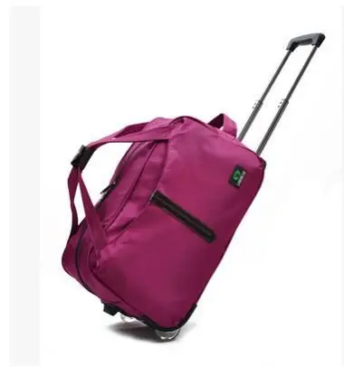 Brand Cabin Luggage Bag Rolling Suitcase Trolley Travel Bag On Wheels For Women Men Travel Duffle Oxford Wheeled Travel Bag - Color: purple 20 Inch