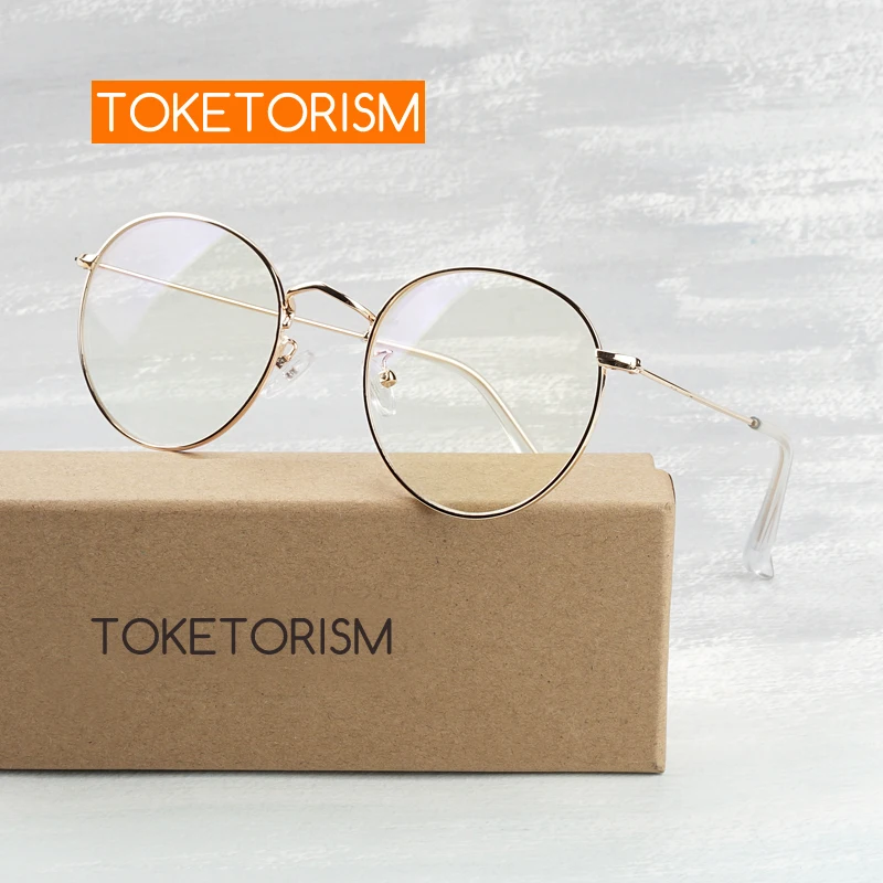 

Toketorism blue light blocking glasses metal round glasses for computer men women anti blue eyeglasses 180