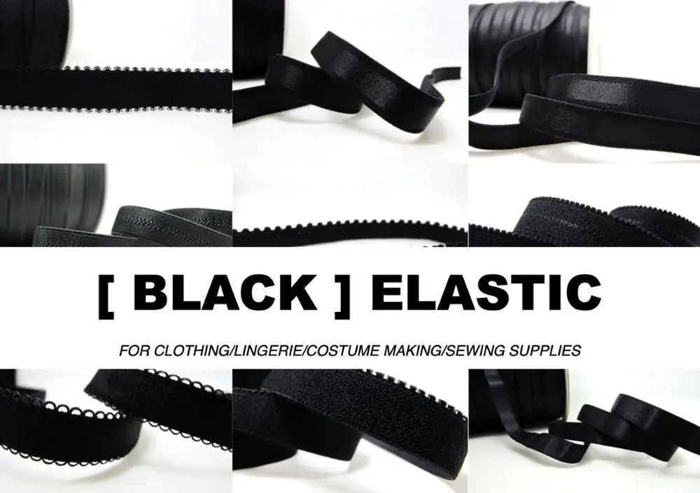 8 ярдов черного цвета декоративное белье с рисунком эластичное | повязка на голову эластичная | узкое эластичное кружево | бюстгальтер на бретельках