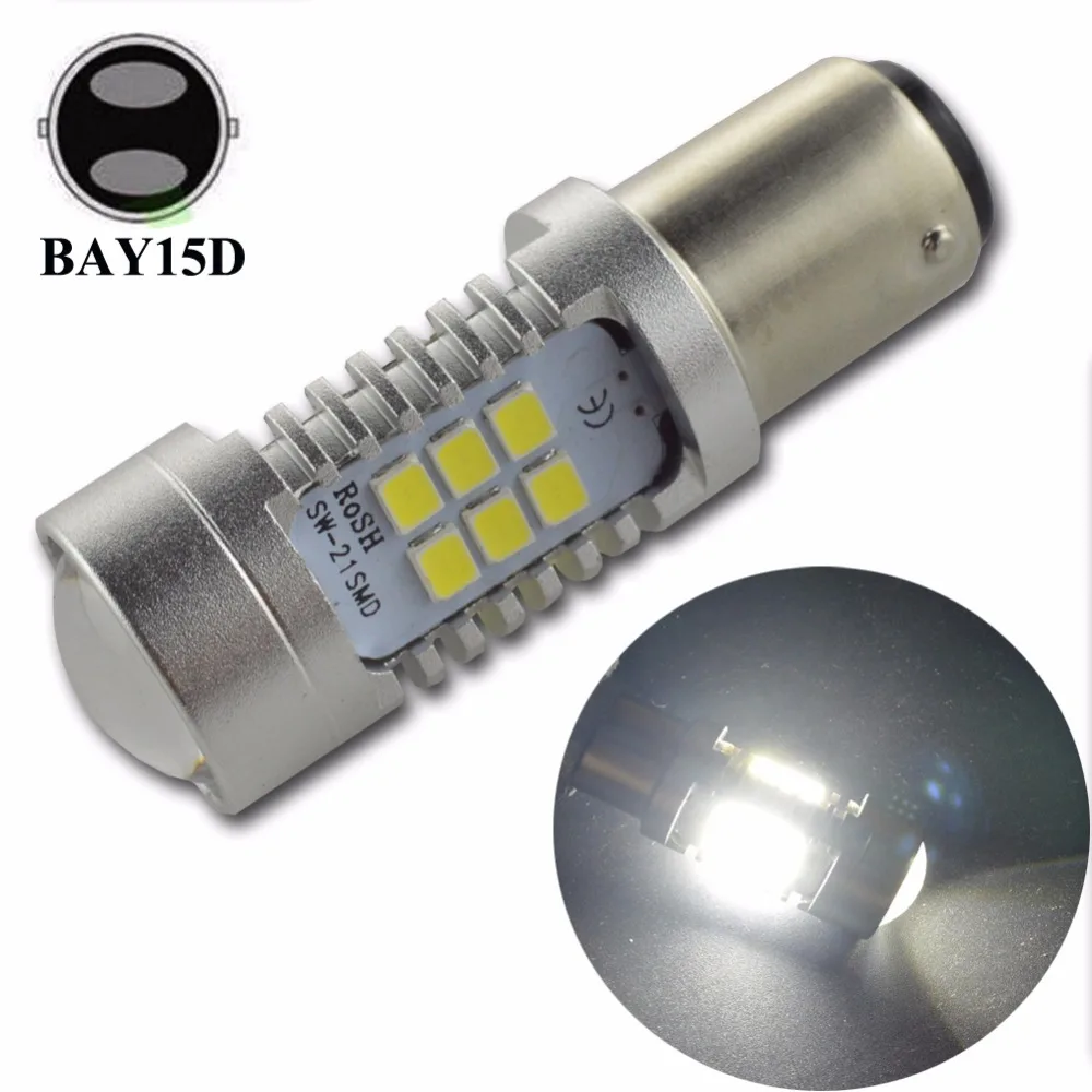 

Ruiandsion 2pcs Car BAZ15D BA15D Bulb 1157 3030 21smd Super Bright Tail Turn Signal Brake Stop Reverse White Red Yellow 12V-24V