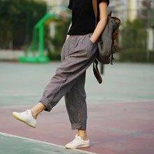 

Trousers For Women 2016 Spring & Summer Women's Linen Pants Loose Trousers Female Harem Pants Striped Trousers 2 Colors