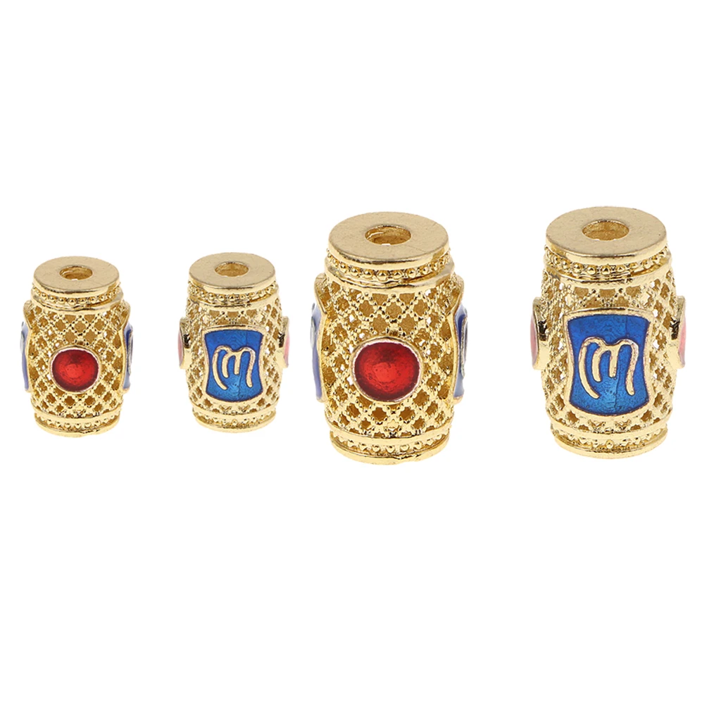 2 Pcs Delicate Enamel Barrel Beads Large Hole 2mm 4mm Round Loose Beads Spacer Charms for Handmade Jewelry Making and Crafting