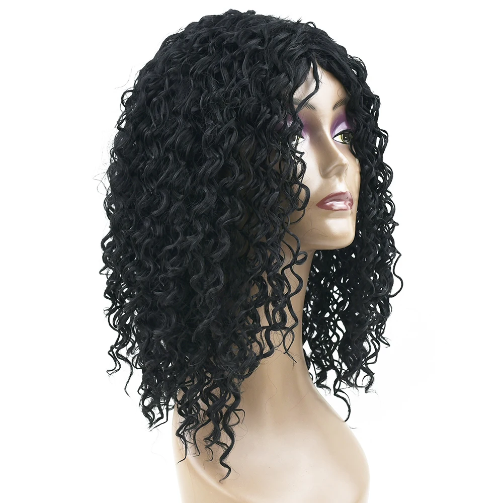 Soowee вьющиеся черные Цвет Синтетические волосы Искусственные парики для черный Для женщин волос партии Косплэй Искусственные парики