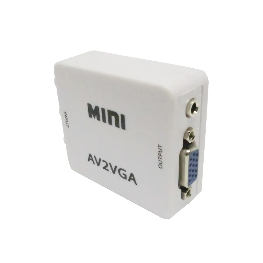  Mini HD Video Converter Box Convertitore AV2VGA AV RCA CVBS a VGA Video Converter Conversor con 3.5