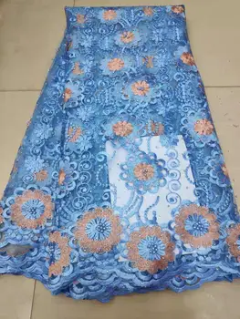 

Royal Purple African Lace Fabric 2019 High Quality Nigerian Lace Fabrics With Beads Embroidery French Tulle Lace Fabric (7-19