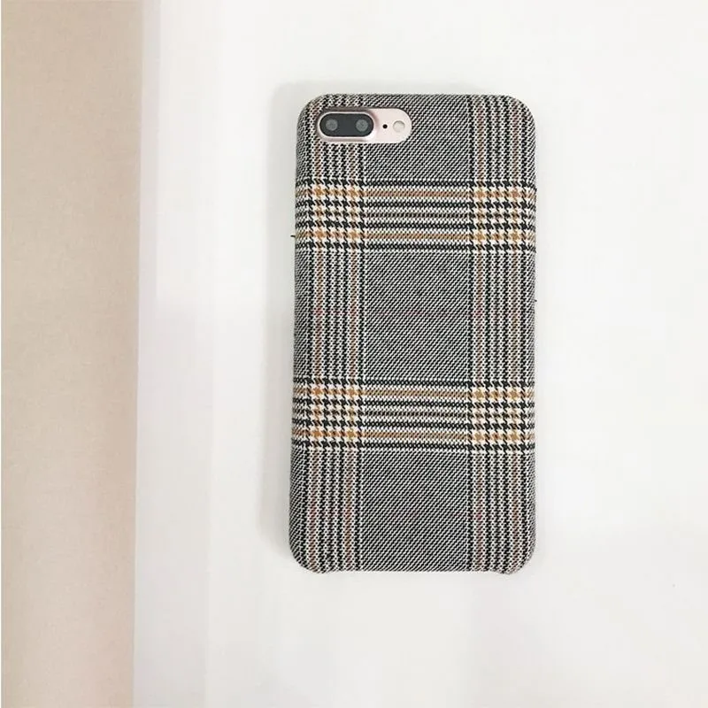 LUDI Warm Cloth Fabric Plush Phone Case for iPhone 7 Plus Simple Plaid Soft TPU Phone Case for iPhone 7 6 6s 8 plus X Back Cover09