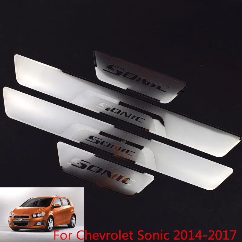 

Car Door Sills For Sonic 2017 Stainless Steel Door Sill Scuff Plate Fit for Chevrolet Sonic 2014-2017
