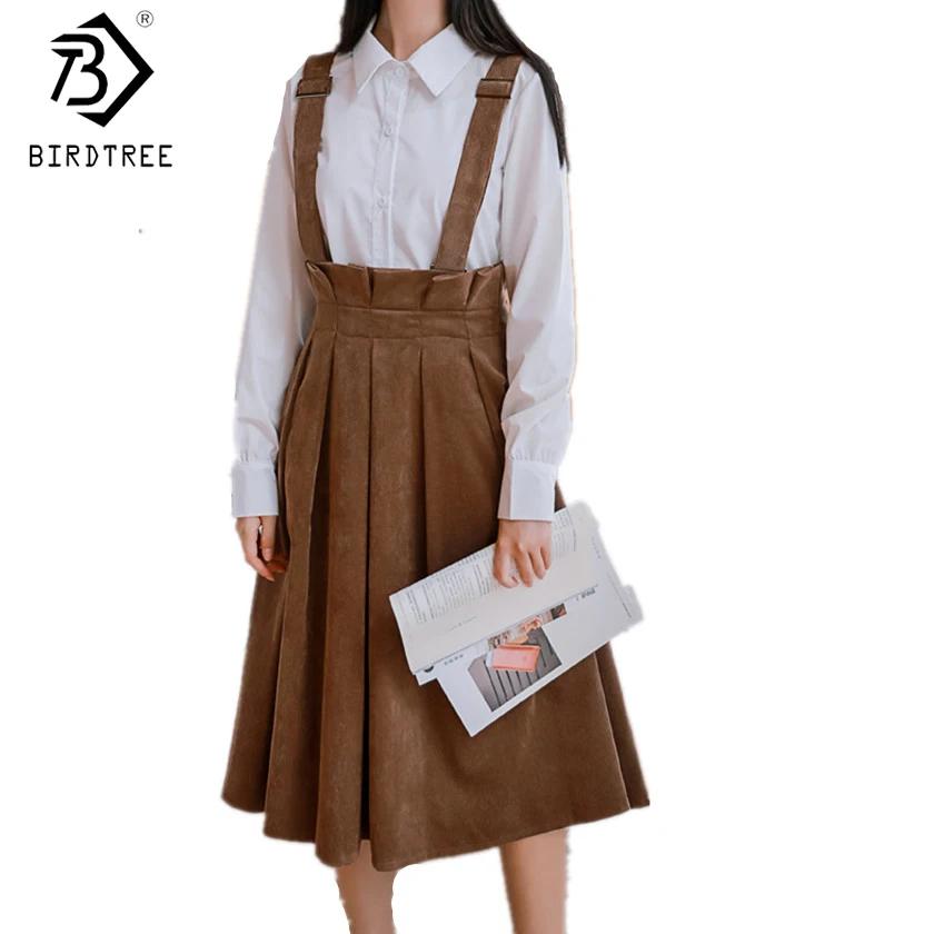 

Fashion Korean 2017 Casual Sleeveless Brown Navy Mori Girl Dresses Women Corduroy Suspender Autumn Vest Dresses Hot Sale D7N007A