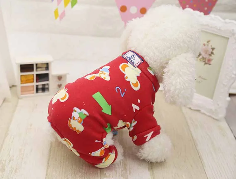 Cute Printed Pet Clothes Small Dog Jumpsuit Rompers Puppy Pet Hoodie Coat for Dogs Cats Super Soft and Warm Chihuahua Costume Dog Apparel XS S M L XL13