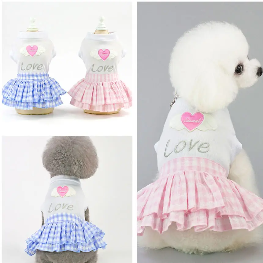 

100% cotton dog dress pet skirt dogs clothes fashion puppy princess Clothing part all seasons Chihuahua Teddy Bulldog new style