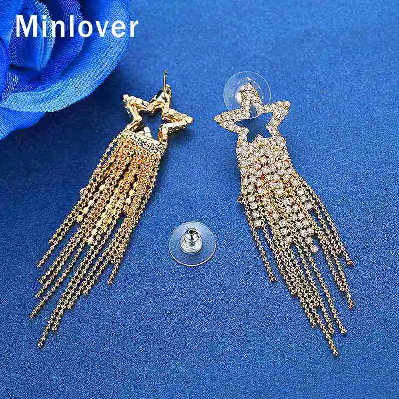 Висячие серьги в форме звезды Minlover для женщин богемные длинные висячие невесты