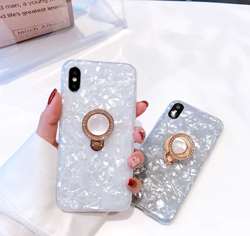 

Mr.orange Luxury Flash Diamond Ring Shell for Apple iphone X Mobile Shell iPhone7plus/8/6s All-inclusive Bracket Women Silicone