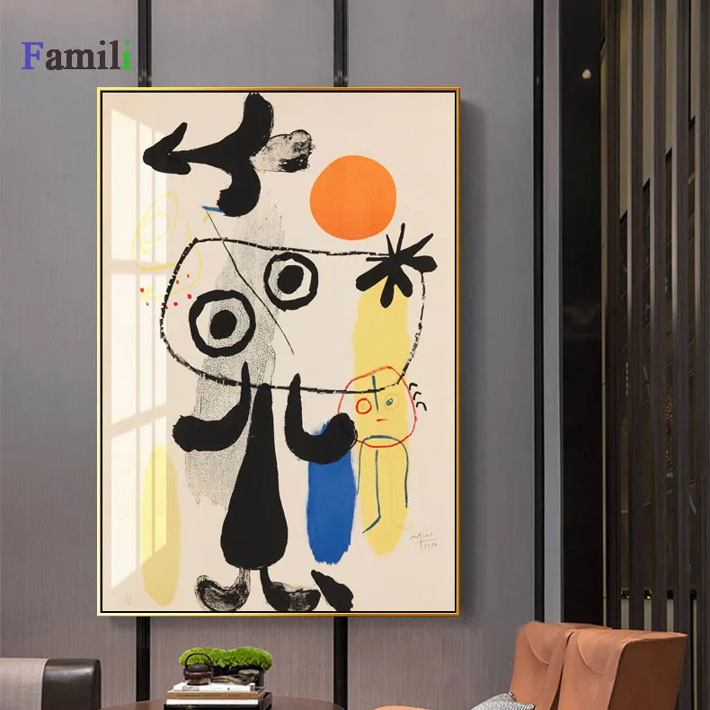 Joan Miro affiche винтажные абстрактные акварельные настенные художественные плакаты и принты, известная картина на холсте, украшение для дома в гостиную - Цвет: Цвет: желтый