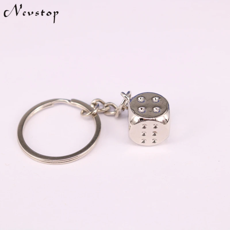1Pcs Aquare dice keychain fashion gamble boson key chains key holder