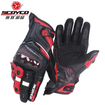 

2018 Summer SCOYCO Motorcycle riding gloves Leather Motorbike Racing Rider Cavalier Glove RG4 Palm sheepskin back Cattle leather