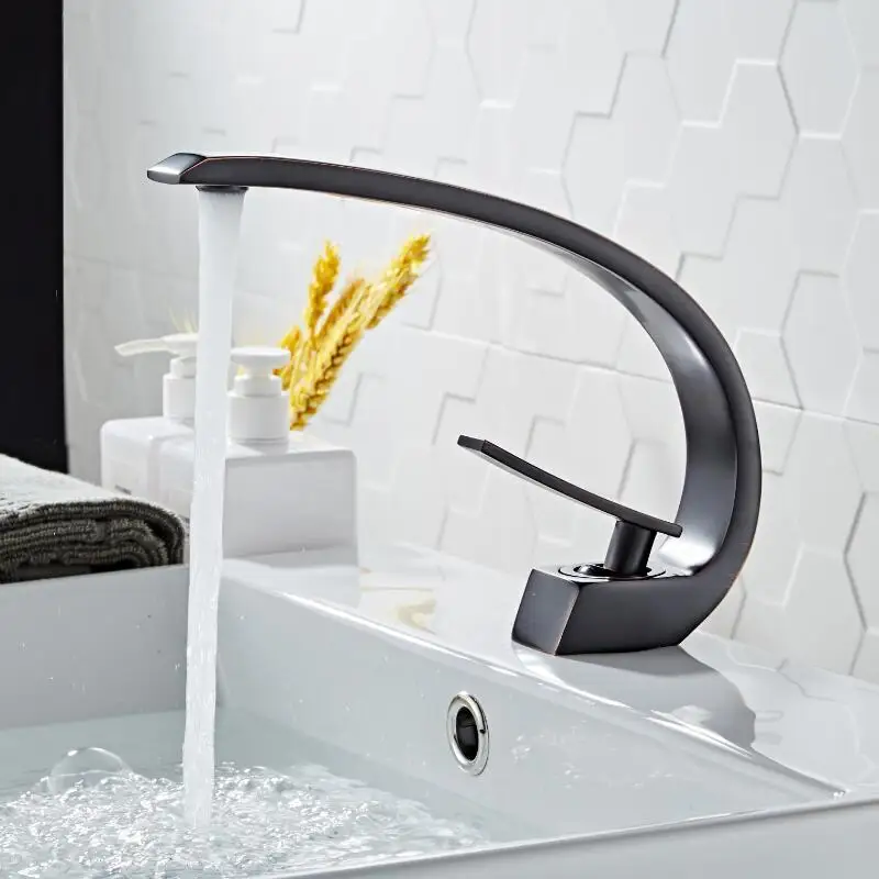 Tuqiu Black/white bath Basin Faucet Brass Chrome Faucet Brush Nickel Sink Mixer Tap Vanity Hot Cold Water Bathroom Faucets