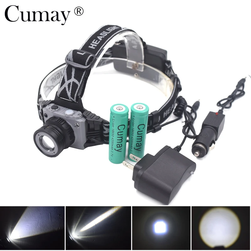 

Cumay Outdoor led Headlight IR Sensor Headlamp 18650 Rechargeable Zoomable Lantern XPE Head lamp Flashlight Head Torch 2017 new