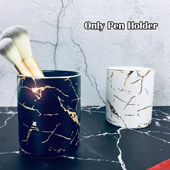 

Marble Grain Ceramic Makeup Brush Storage Bottles Nordic Jar Cosmetic Tool Storage Cup Office Desktop Decoration Pen Holder
