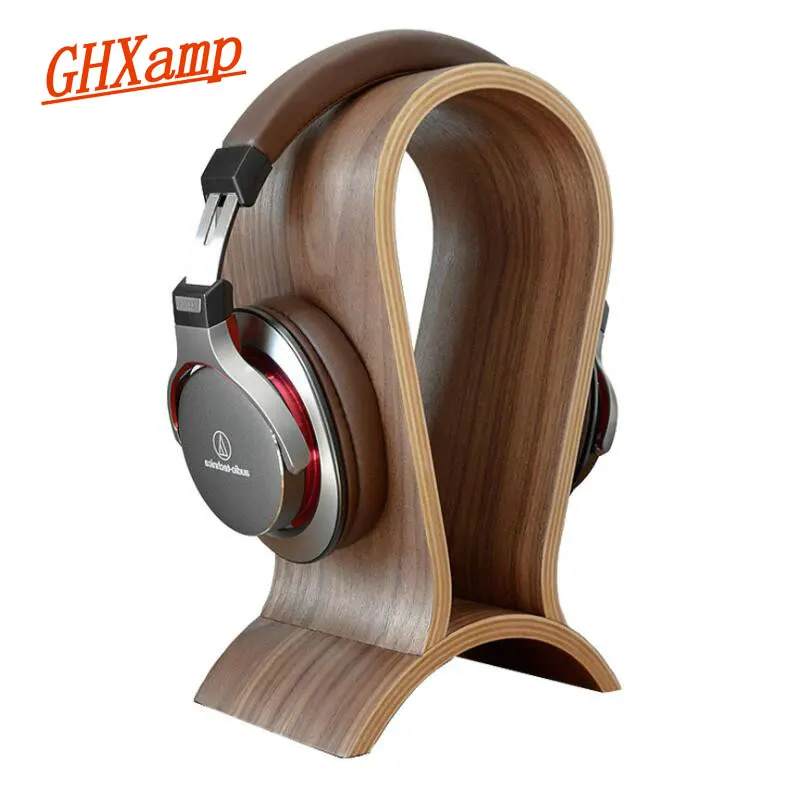 Ghxamp Headphone Stand Headset Holder Universal Walnut Wood Arch Shape Earphone Hanger Desk Display Shelf Rack For Headphoe 1pc