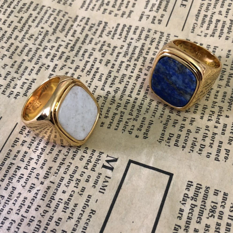 

European Cold Metal Wind Lazurite Semi-precious Natural Stone Ring bague anillos mujer anel aneis anelli Charm ring bisuteria