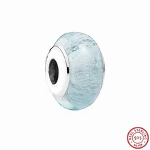 Настоящее серебро 925 проба Desney Эльза Подпись цвет Мурано Стеклянные Бусины Сделай Сам Fit PANDORA Подвески для женщин ювелирных изделий D5016A