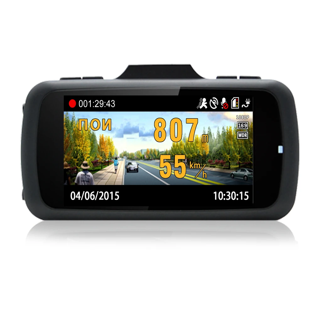 Junsun Видеорегистраторы для автомобилей GPS 2 в 1 Full HD 1296 P с SpeedCam Ambarella a7la50