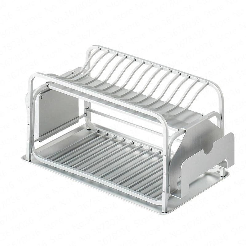Kitchen Dish Rack Double Drain Tableware Storage Box Knife Cutting Board Shelf Supplies Accessories Organizer Aluminium | Дом и сад