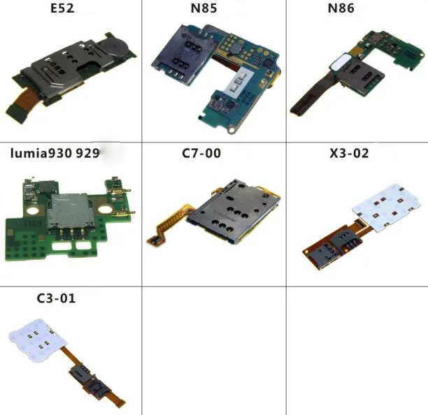 Лоток-держатель для сим-карты Гнездо для считывателя со шлейфом Запчасти для авто для Nokia E52 N85 N86 930 929 C7 X3-02 C3-01