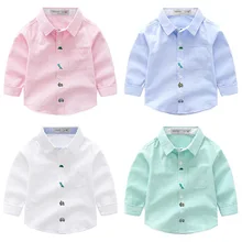 Осенняя оригинальная Брендовая детская одежда, милая рубашка с длинными рукавами и вышивкой для мальчиков