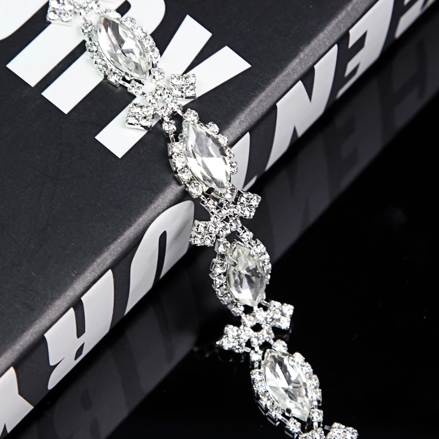 $70.2 10Yards Crystal Rhinestone Applique Trim Bridal Wedding Applique New