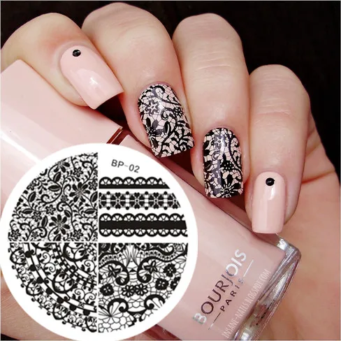 Fashion Lace Flower Pattern Nail Stamping Plates Nail Art Image Stamp Stamping Template for DIY Manicure Plate BP02# 16849